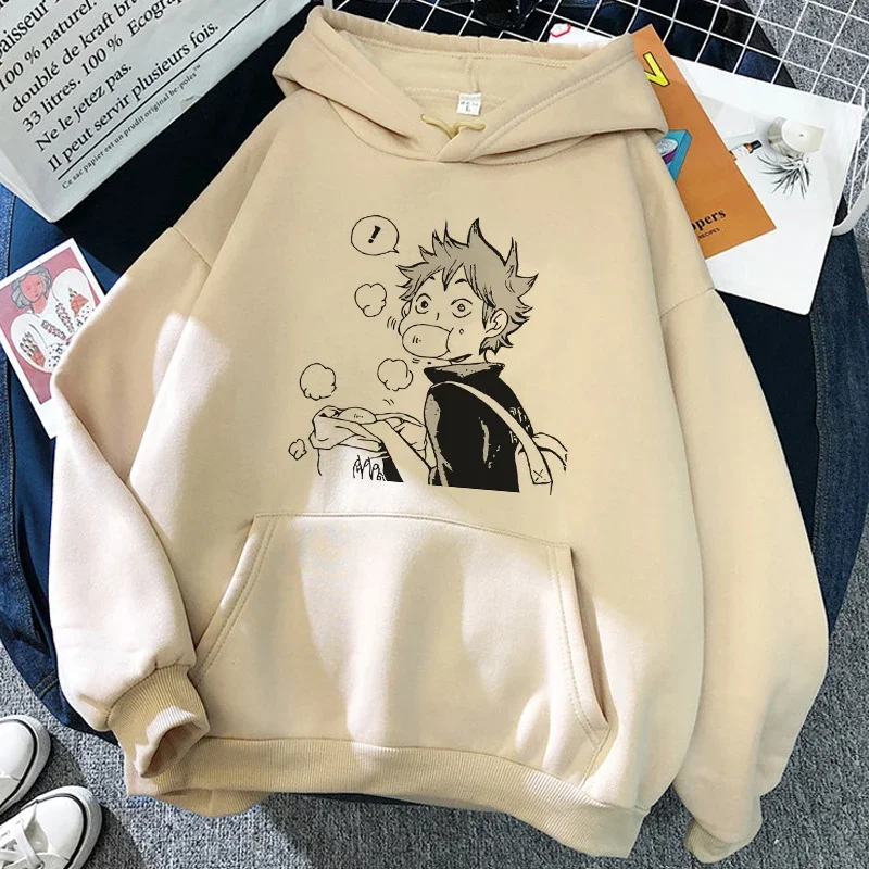 Haikyuu-Sudadera con capucha de Anime japonés para mujer, ropa de calle con estampado divertido de Karasuno Fly High, moda cálida de invierno,