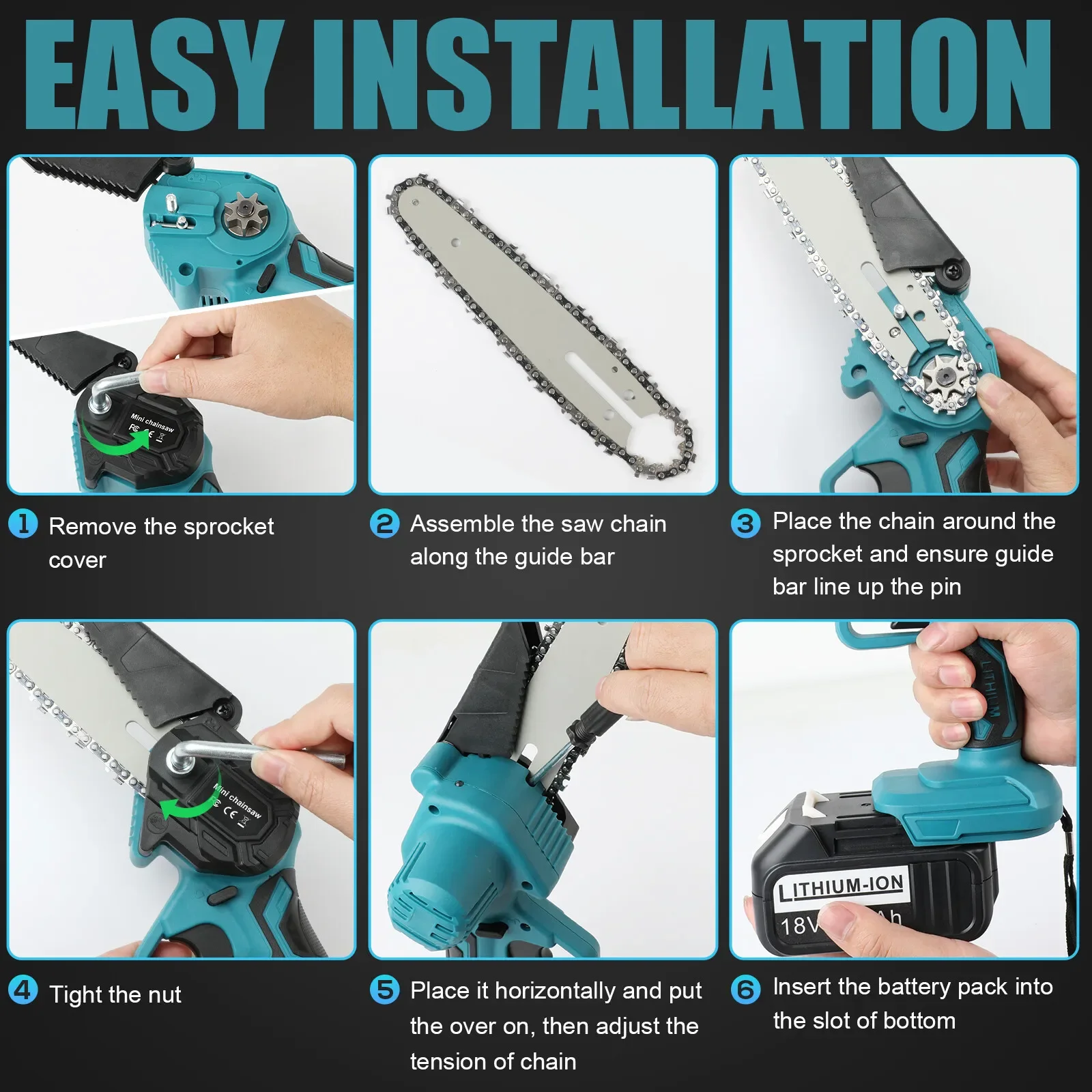 Per motosega senza spazzole Makita 18v, piccola sega elettrica portatile da 8 pollici mini motosega portatile per batteria Makita BL1830