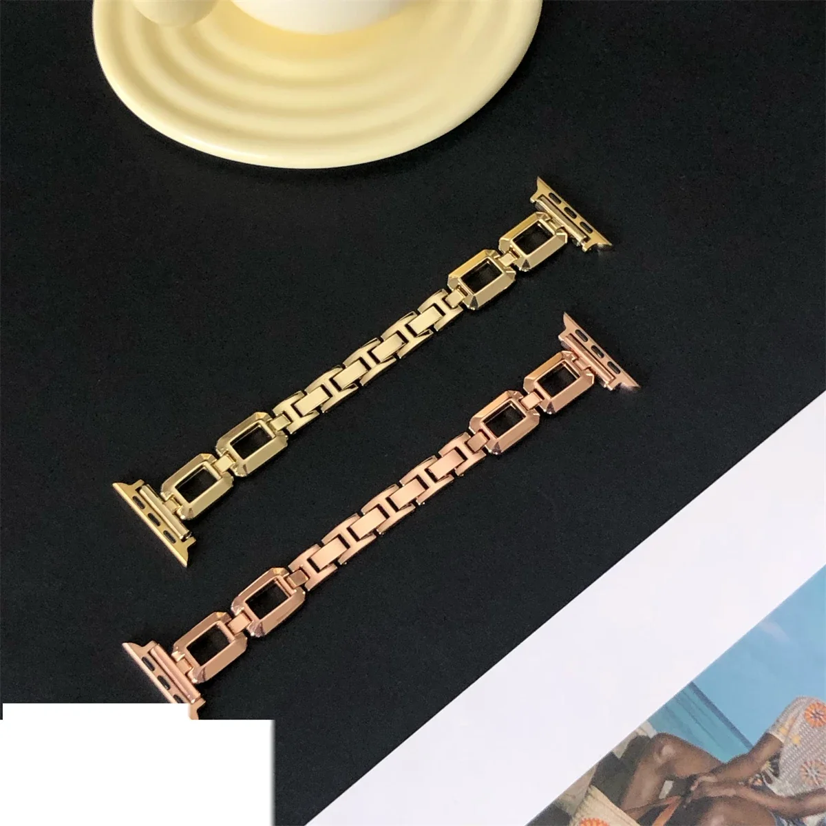 Pulseira de relógio para iWatch 42/44/45/46/49mm 38/40/41mm Metal Moda Pulseira de relógio para Watch Series Ultra2 Series 10/9/8/7/6/5/4/3/2/1_voghion.com