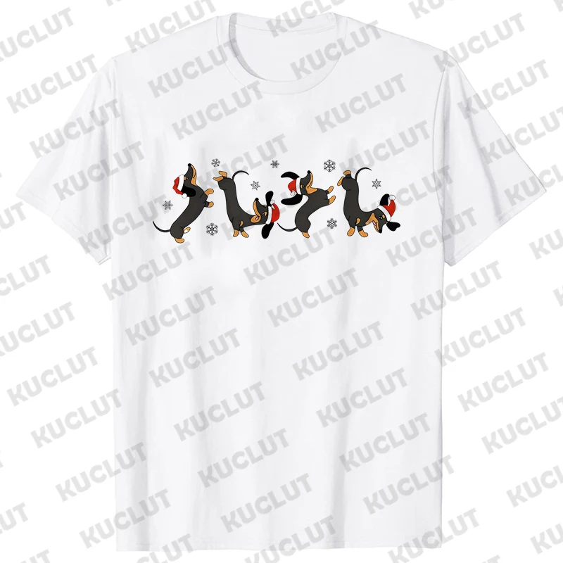 Dachshund Puppy Christmas Shirt Xmas Weiner Dog T-shirts Holiday Christmas Dog Lights Women Tshirts Dog Mama T Shirts Clothing