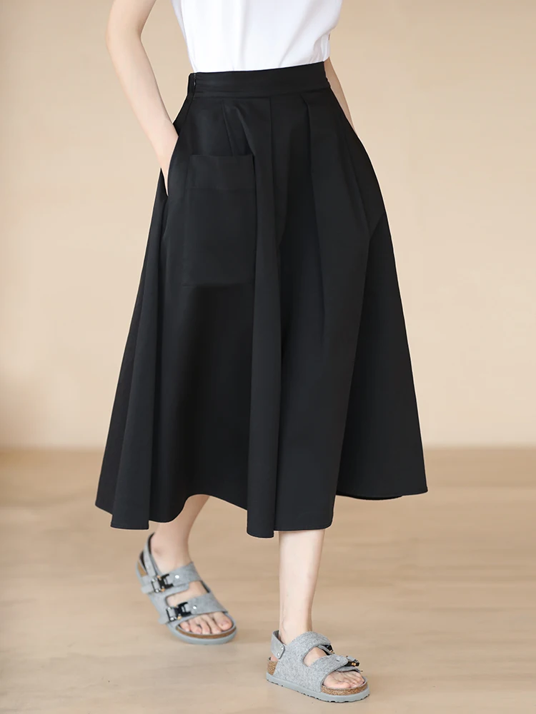 Elegant Basic Style Summer New Arrival Women's Midi Skirt with Pocket Oversize A-Line Design Versatile Crossbody Cover up