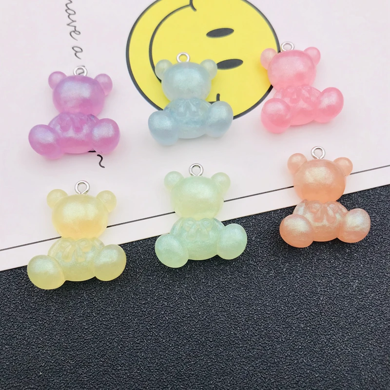 10pcs Hot Selling Resin Kawaii Miniature Pearl Effect New Bear Charm for Keychain, Earring, Scrapbooking, DIY Making, Necklace