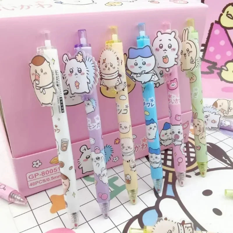 Kawaii Chiikawa gelpennen, 0,5 mm, zwarte inkt, schattige cartoonpennen, soepel schrijvende balpennen, geschikt voor school, kantoor en als cadeau voor kinderen.
