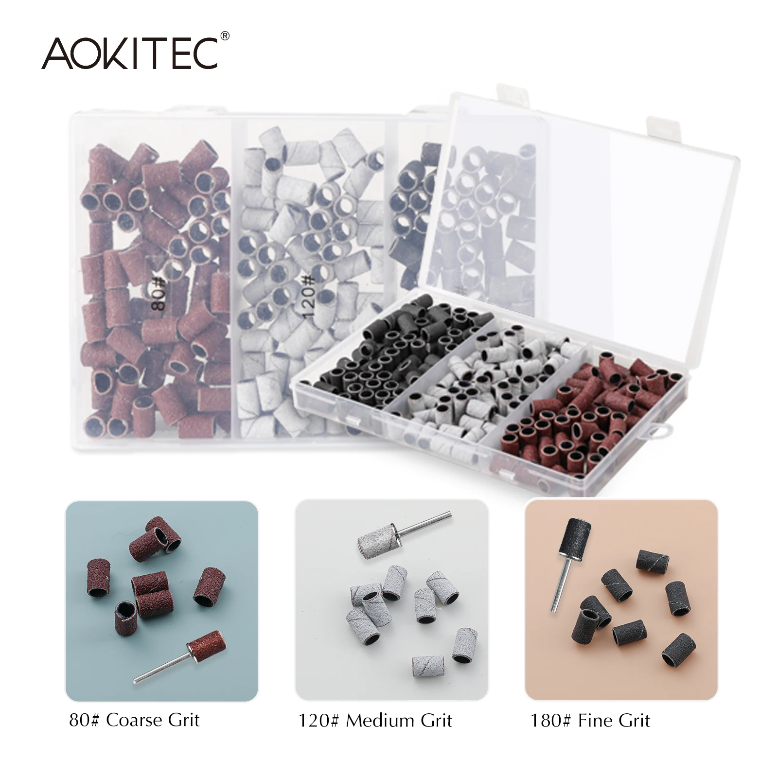 

Aokitec Sanding Cap Bands Set 180/120/80 Grit Nail Drill Bits Electric Manicure Nail Sanding Bands For Electric Grinding Machine