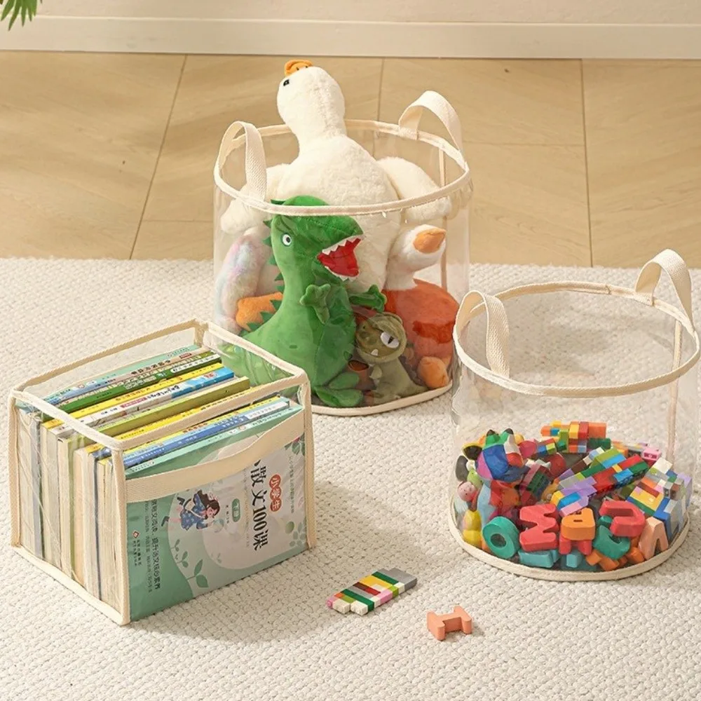 New PVC Doll Storage Basket with Handle Large-capacity Organizer Transparent Space Saving Storage Bucket Children's Toys