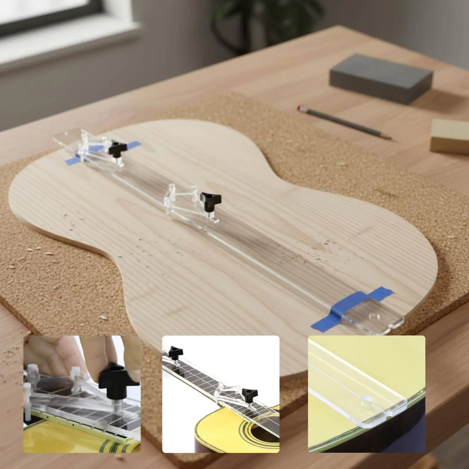 

Guitar Center Line Ruler Transparent Acrylic Guitar Center Line Gauge Fretboard Alignment Ruler Clear Visibility Instrument Tool