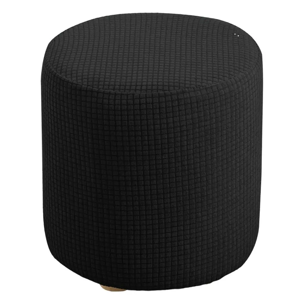 Ottoman Footstool Protector Stretch Furniture Cover for Guest Room Round Ottoman Storage Stool