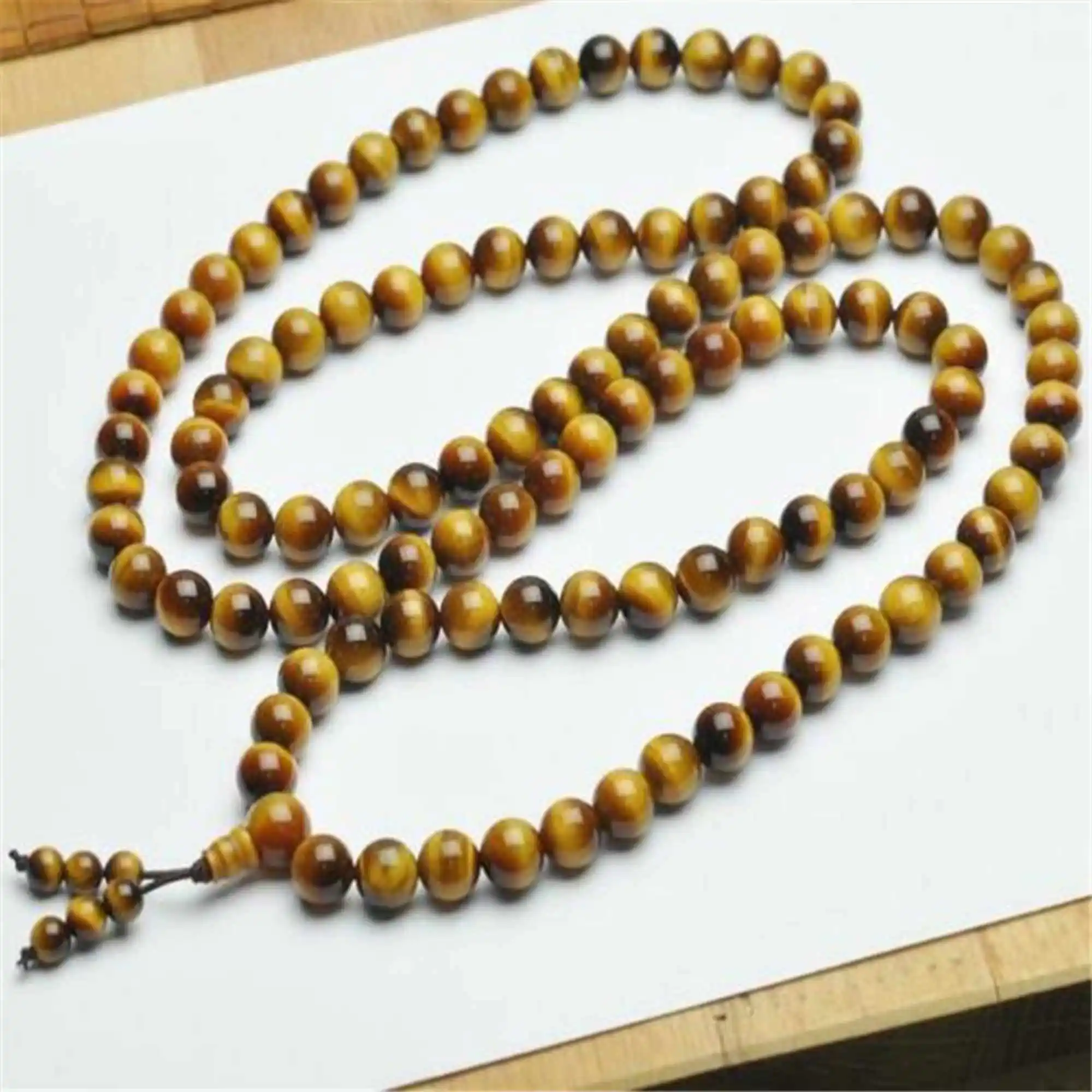 8mm Tibet Buddhism 108 Tiger's eye Prayer Bead Mala Bracelet Bodhi Wrap Relief Chain Gift Trendy Buddhist Men