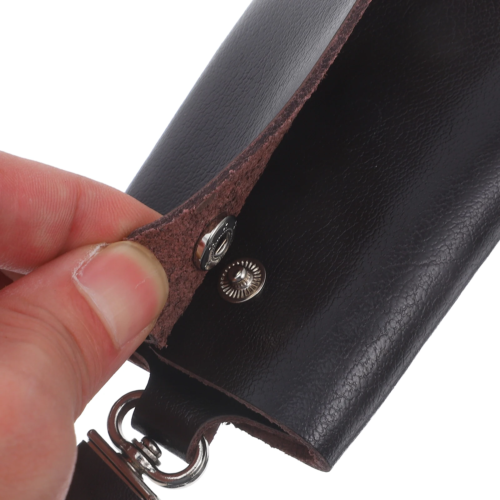 

1pc Key Bag Men Portable Car Home Keys Storage Holder Retro Design Button Closure Waist Hanging Pouch Genuine Durable