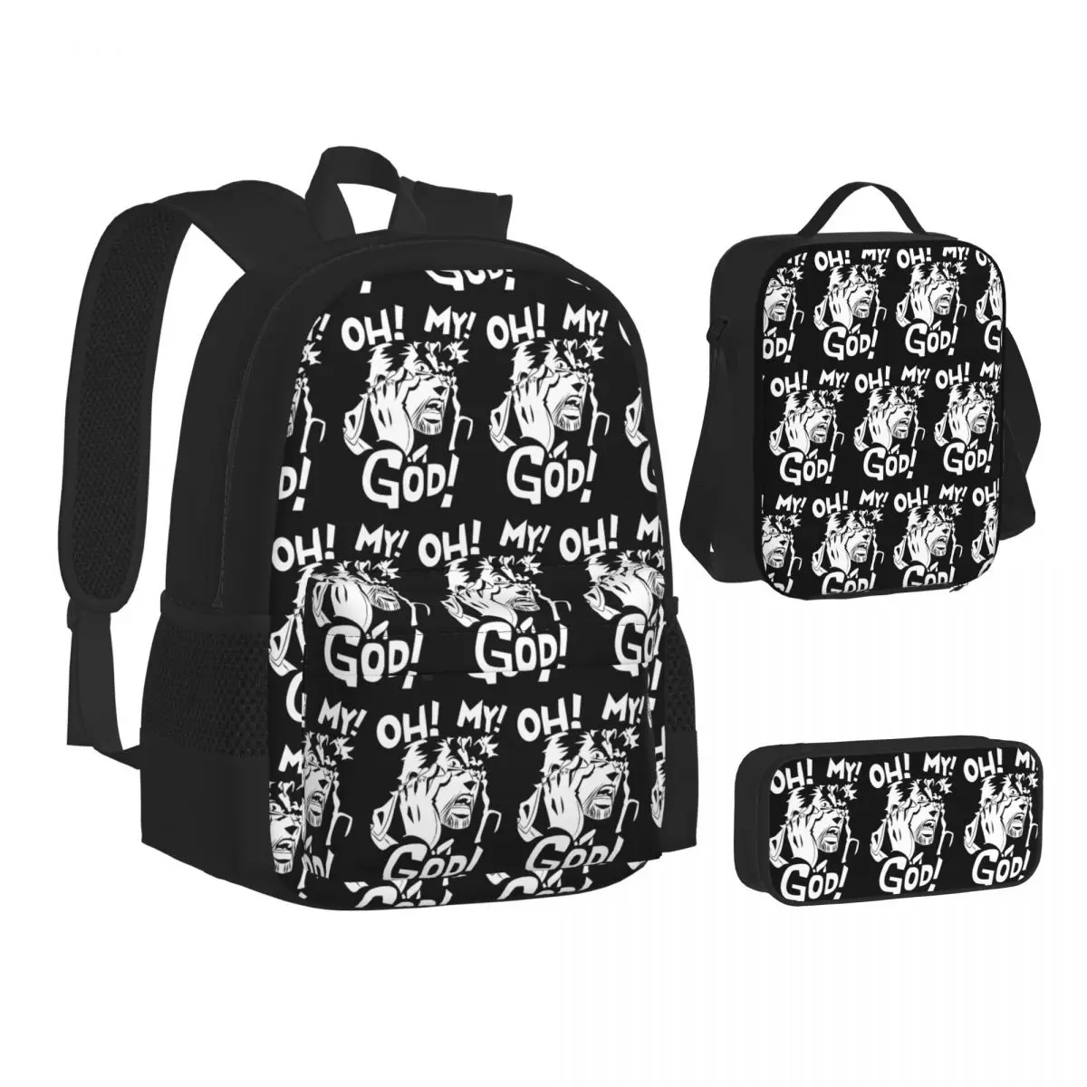 Joseph Joestar Oh My God Jojo Bizarre Adventure Backpacks Bookbag School Bags Rucksack Lunch Bag Pen Bag Three-Piece Set