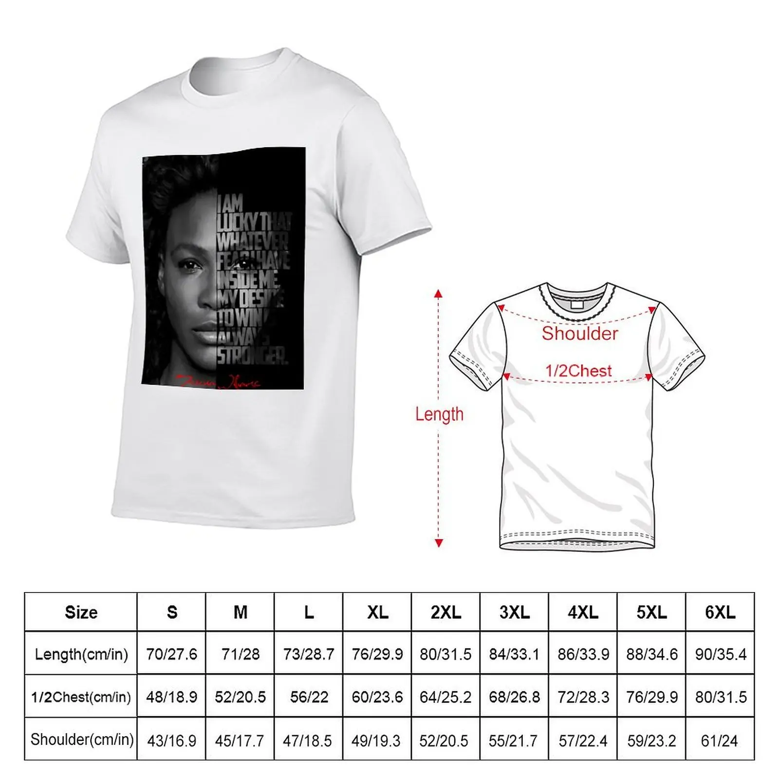 Black and white Serena Williams quote poster T-Shirt t shirts for man cotton funny man t shirts cotton T-Shirt