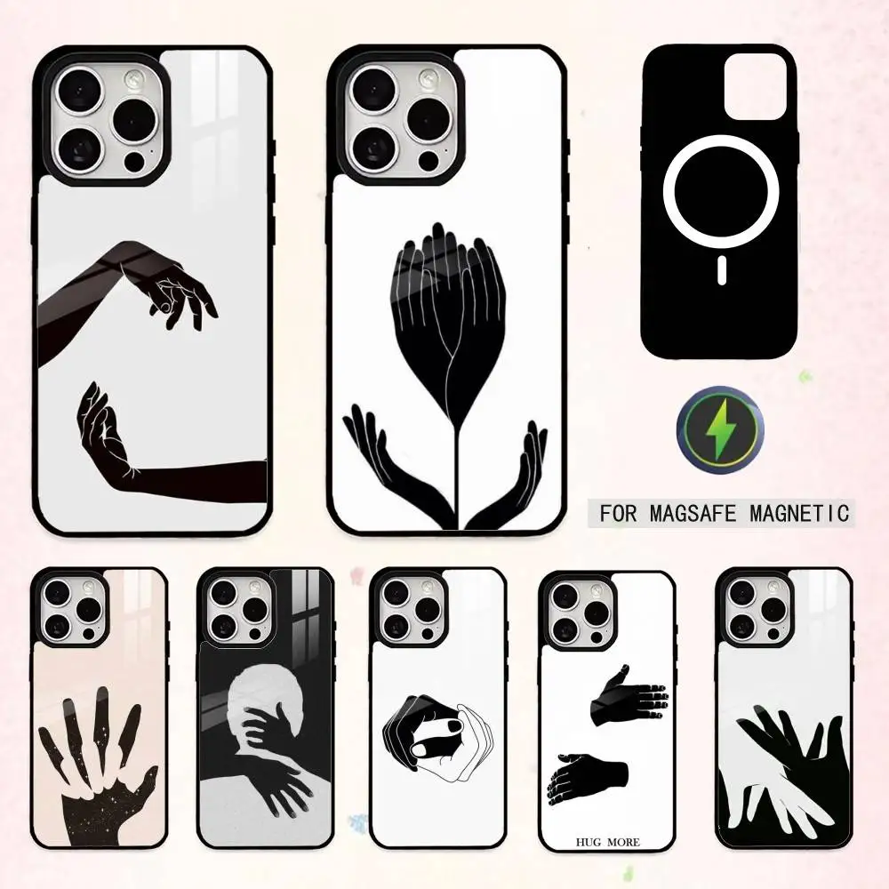 

Hand abstract art Phone Case For iPhone17,16,15,14,13,12,11 Plus,Pro Max Magnetic For Magsafe Wireless Charging