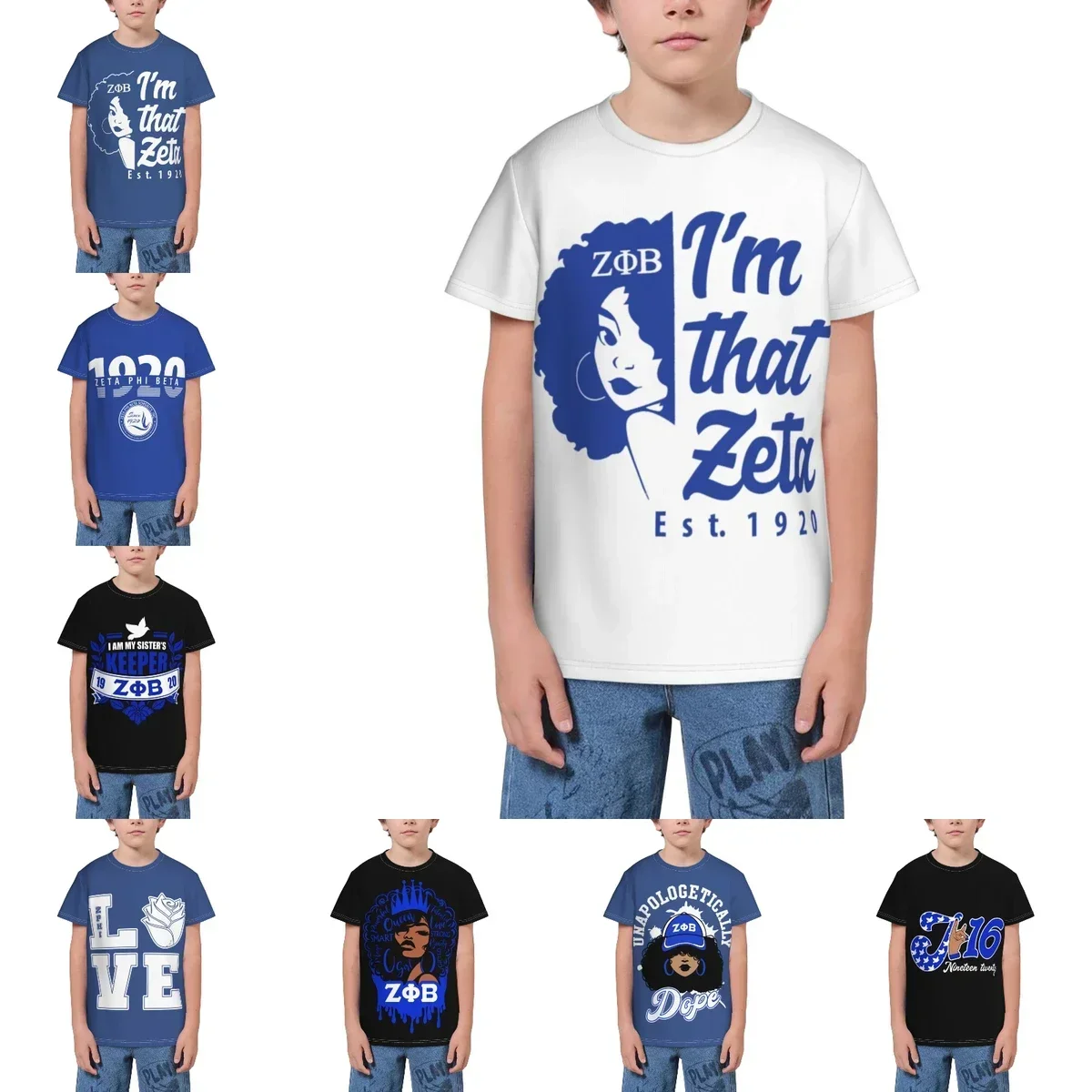 

Zeta Phi Beta ZPB Sorority T Shirt - Short Sleeve Crew Neck Soft Fitted Tee Shirts for Teen Girl & Boy