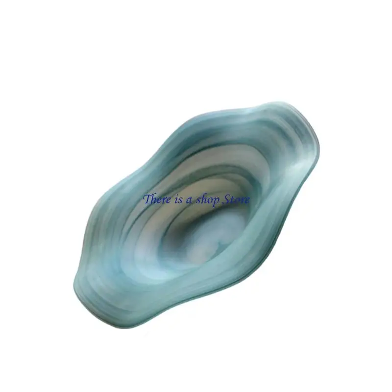 

D0AD Handcrafted Transparent Glass Dish Waved Kitchen Decoration Serving Bowl Contemporary Appetizer Plate