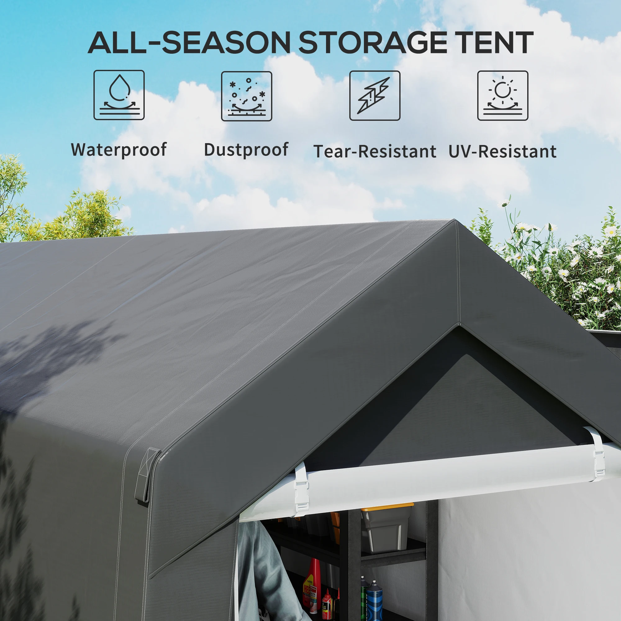2.1 X 3.6(m) Garden Storage Shed, Waterproof and Heavy Duty Dark Grey