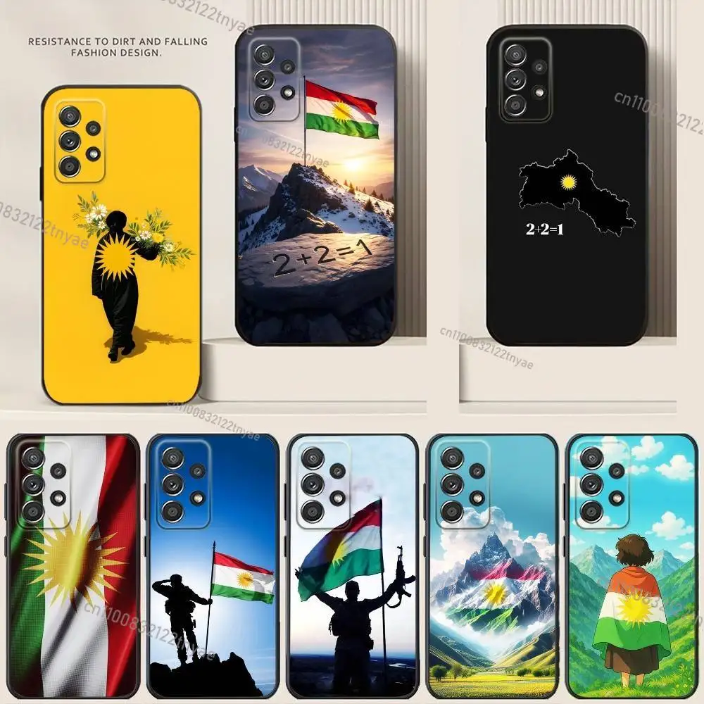 

Kurdistan Flag Art Emery Phone Case For Samsung S24,21,22,23,30,Ultra,20,Plus,Note,10,9,Black soft silicone case