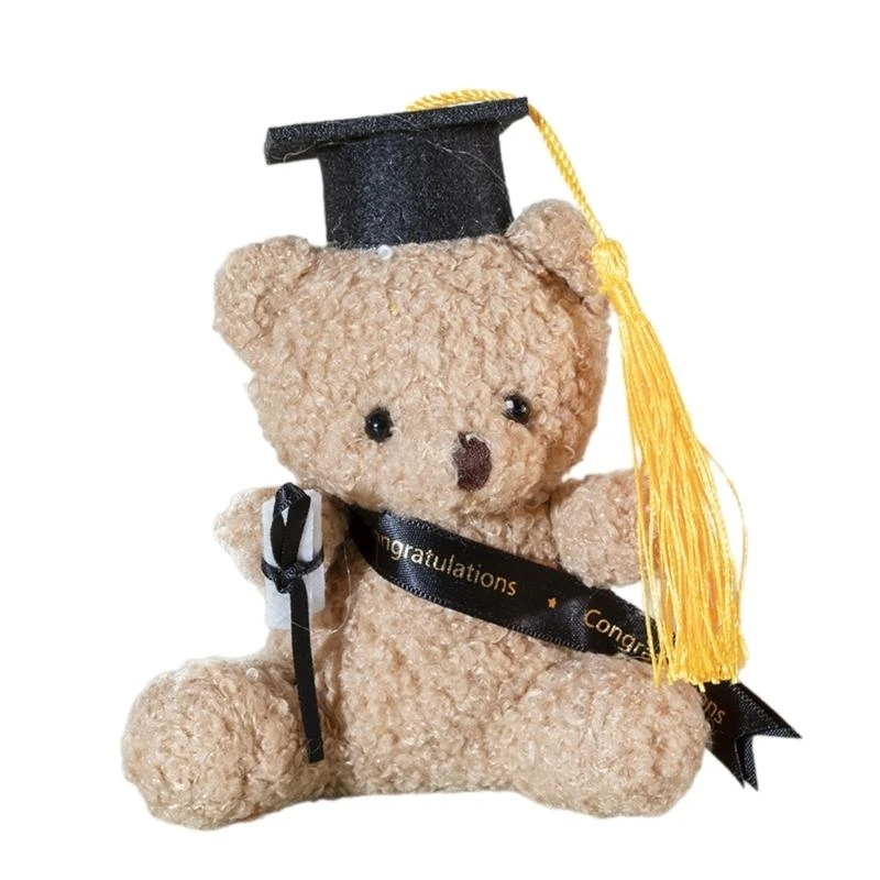 

652F Plush Toy Stuffed Bear Graduate Student Souvenir Graduation Gift Bachelors Hat Graduation Hat Gift for Schools