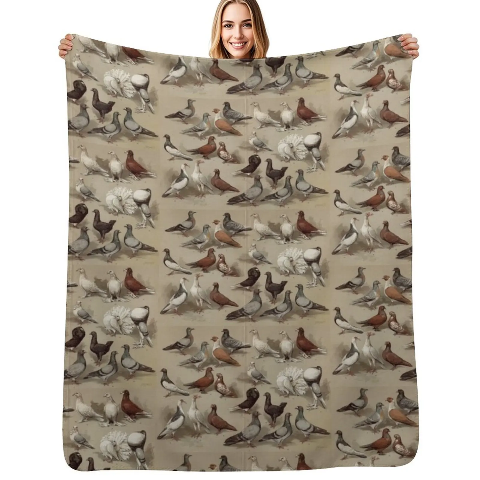 Pigeon Breeds Chart Throw Blanket Luxury Designer Beach Sleeping Bag Hair Soft Plush Plaid Blankets