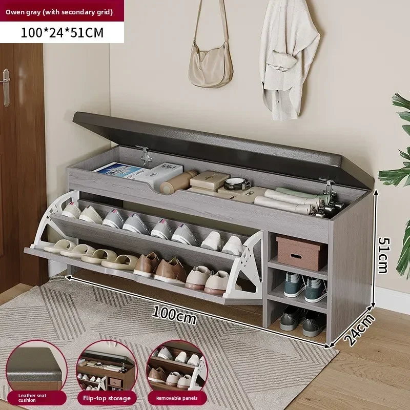 Modern Shoe change stool household simple entrance door  cushioned wear shoes long stool  bucket low shoe cabinet
