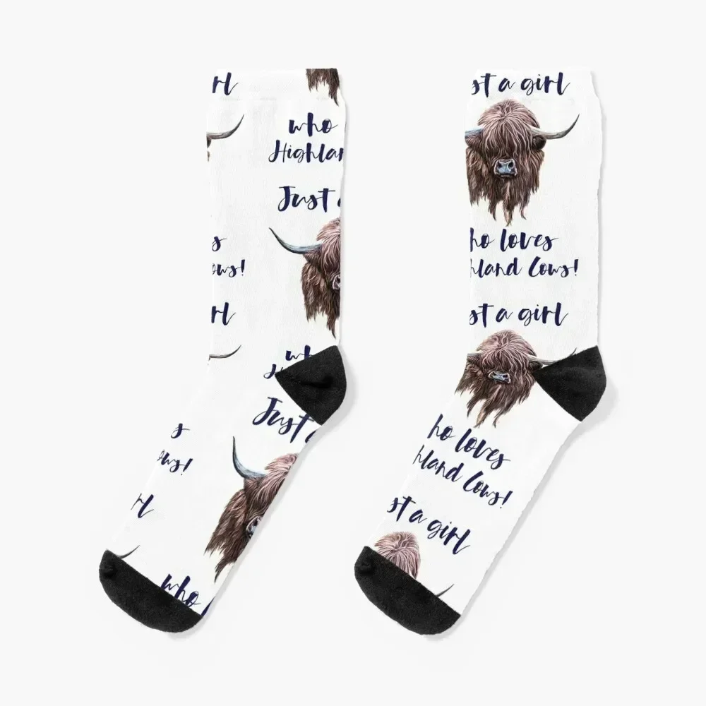 

Just A Girl Who Loves Scottish Highland Cows Socks golf Christmas retro Man Socks Women's