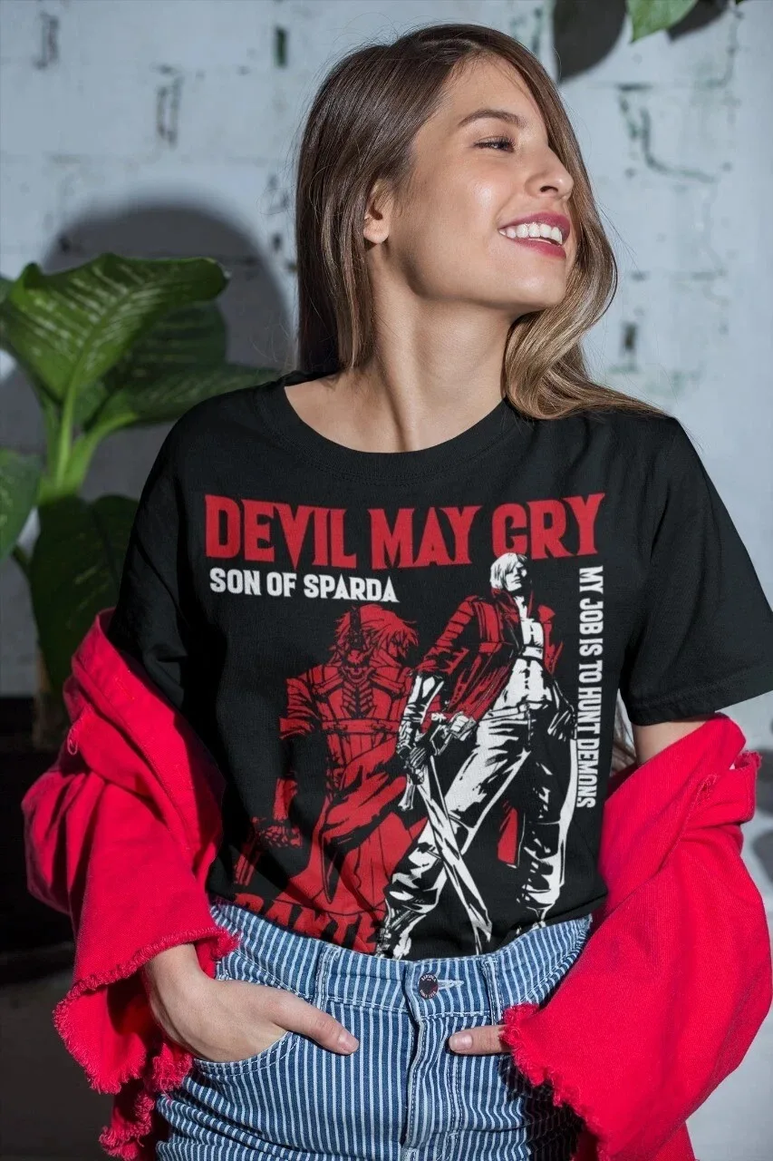 Camiseta con estampado Devil May Cry Dante para mujer, ropa Unisex de gran tamaño con gráfico de Manga de Anime Y2k, ropa estética de Anime