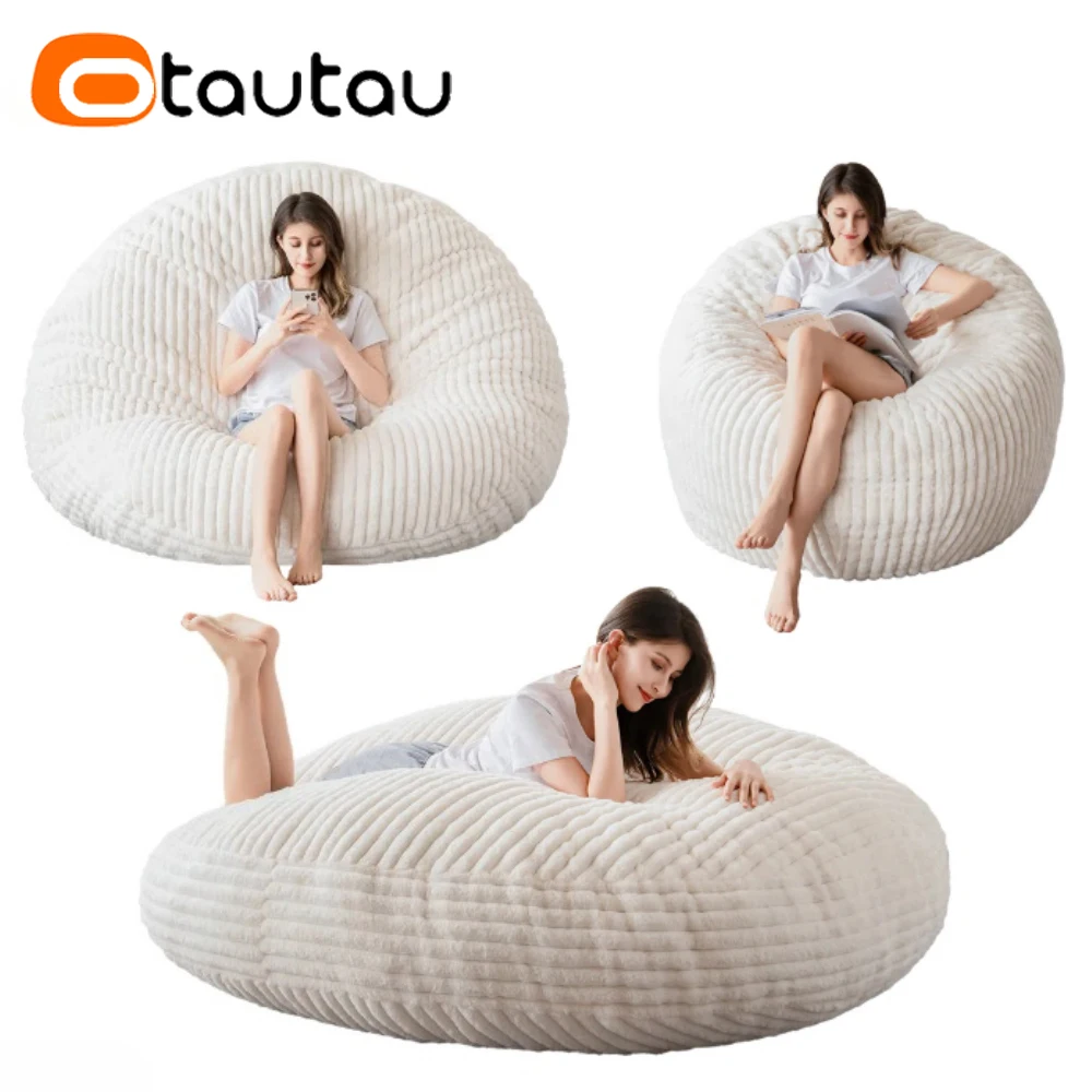 OTAUTAU 4/5ft Giant Faux Bunny Fur Bean Bag Pouf Cover Sofa Bed DD215【No Filler!You Need To Fill It By Yourself !】 view 4