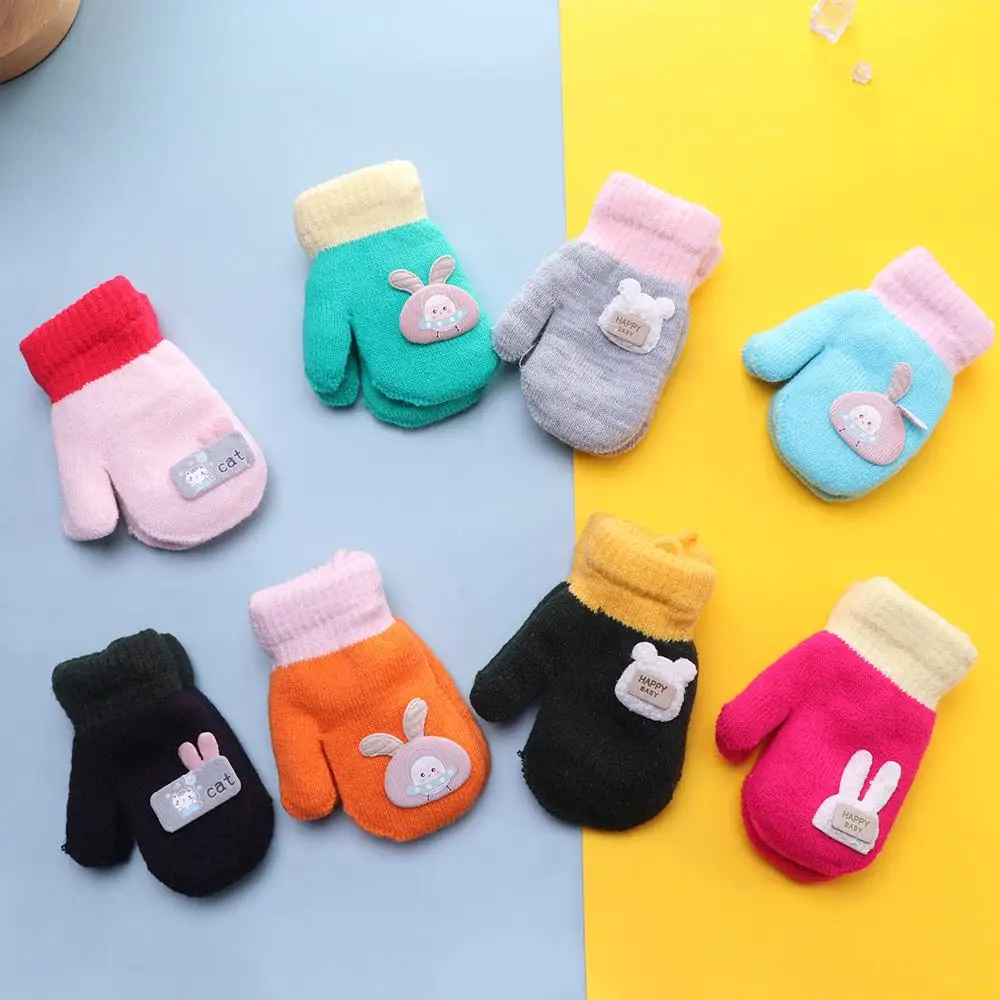 

Winter Soft Toddler Children Baby Girls Rabbit Baby Mittens Cartoon Gloves Knitted Gloves Warm Mittens