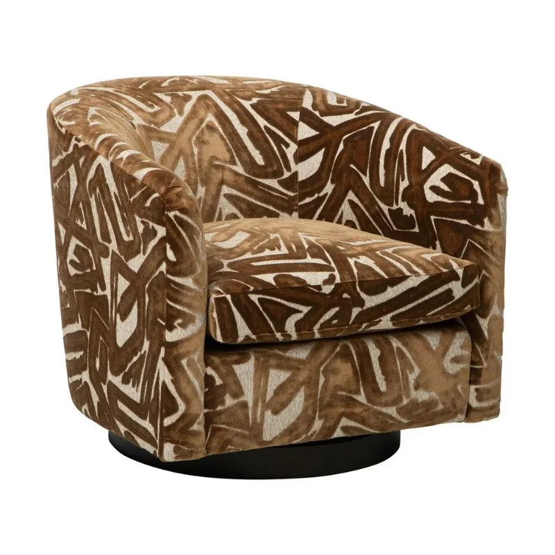 Modern luxury living room rotating single sofa club chair hotel upholstered bucket rotating velvet accent armchair villa bedroom