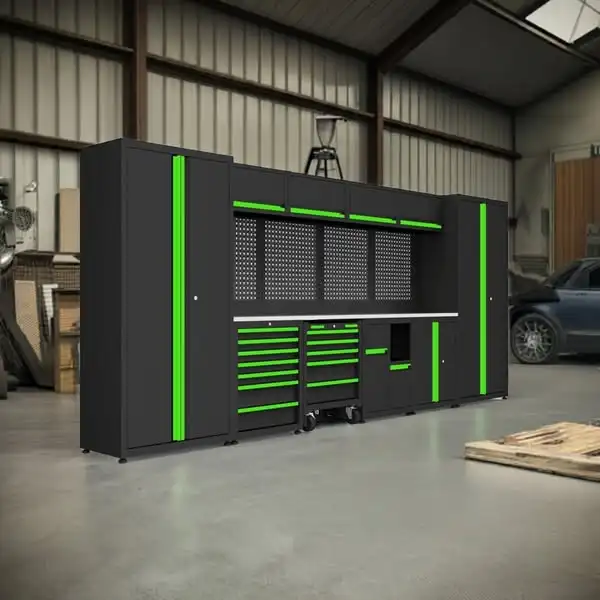 JZD OBM Black Combination Steel Workbench Large Workshop Removable Tool Cabinet for Garage OEM for Wood Aluminium Tool