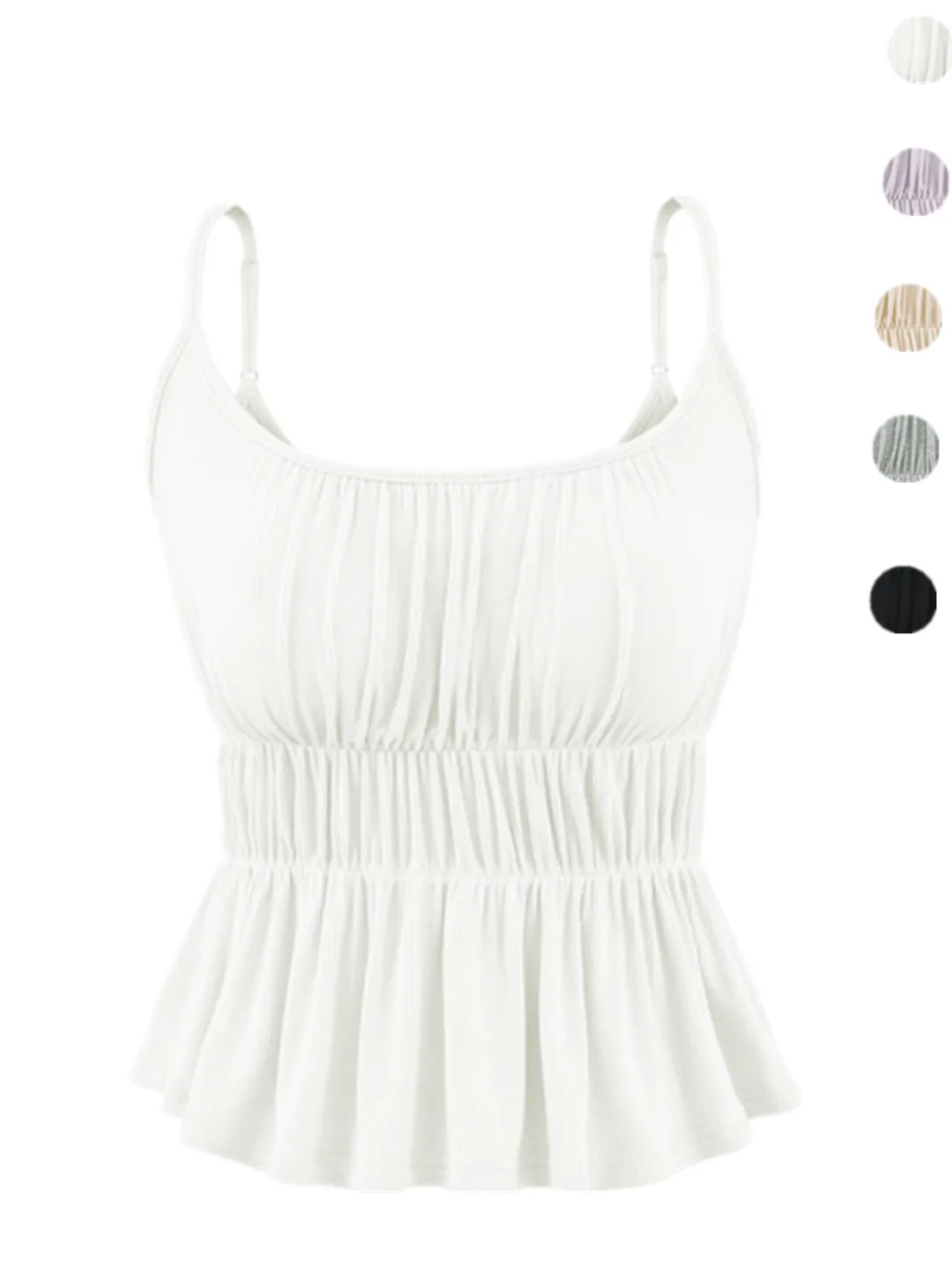 Sexy Street Style Bralette Tank Top with Integrated Cup Short U-Neck Pleated Inner Wear for Young Women Trendy Street Fashion