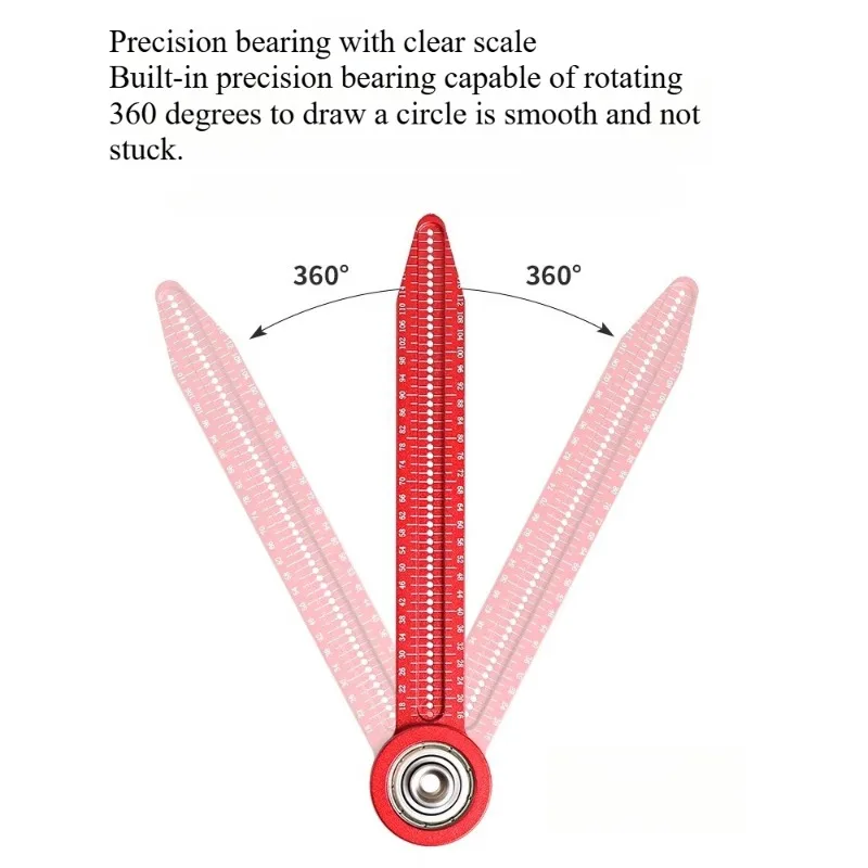 Precision 360° Alloy Scribe Compass for Woodworking, Portable Round Marking Gauge for Carpentry and Measuring