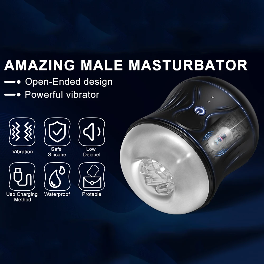 Hand Held Vibrations Masturbator For Men Open Type Big  Dick Dildo Trainer Vagina Blowjobs Deep Throat Massager Adult Sex Toys