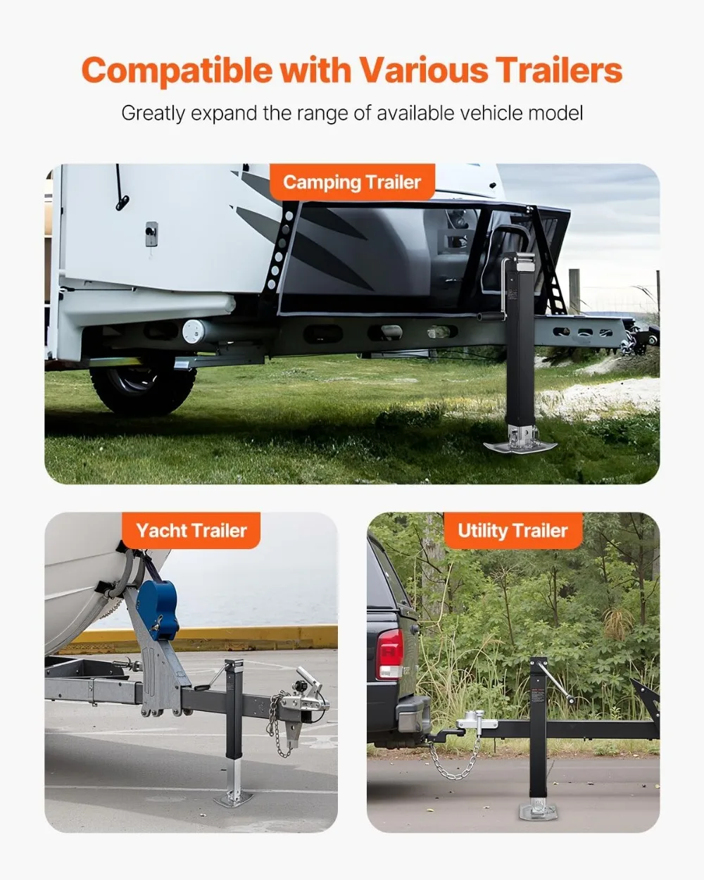 مقبس مقطورة ملحوم شديد التحمل بوزن 8000 رطل، رافعة 15-1/4 بوصة، ساق متدلية قابلة للتعديل للمركبات الترفيهية والمقطورات المساعدة