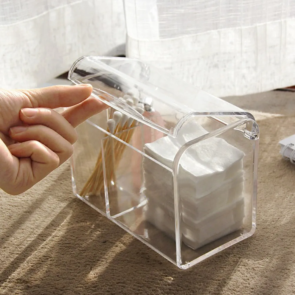 

Прозрачный пылезащитный органайзер с 3 отделениями из высококачественного пластика для ватных палочек, косметических дисков, помад, подводки для глаз