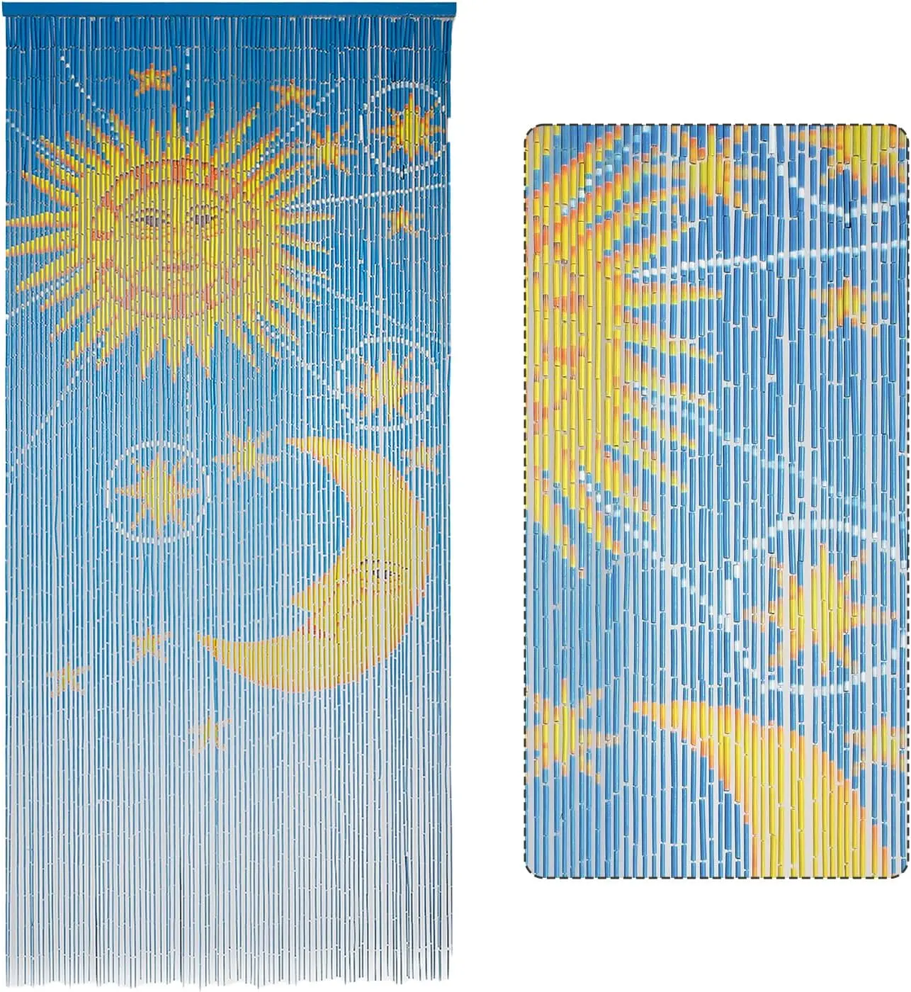 

Moon & Sun Beaded Wooden Curtain - Durable Natural Wood Beads for Doorways & Home Decor, Handcrafted, Ideal for Boho-Sty