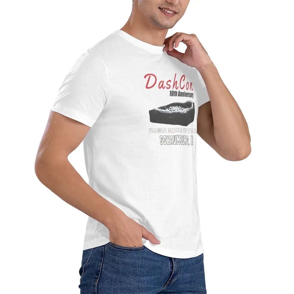 Men's 100% Cotton Short Sleeve T-shirt DashCon Top Loose Tshirt