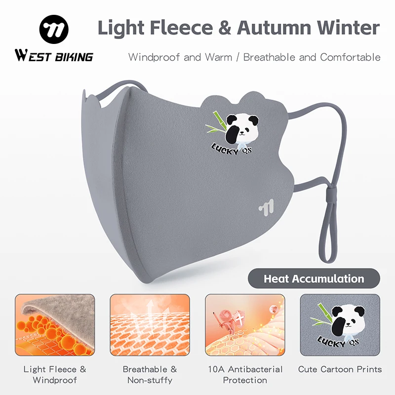 

WEST BIKING Kids Winter Cycling Mask Warm Children's Mask Cute Student 3D Cold Proof Windproof Eye Protection Mask Gifts For Kid