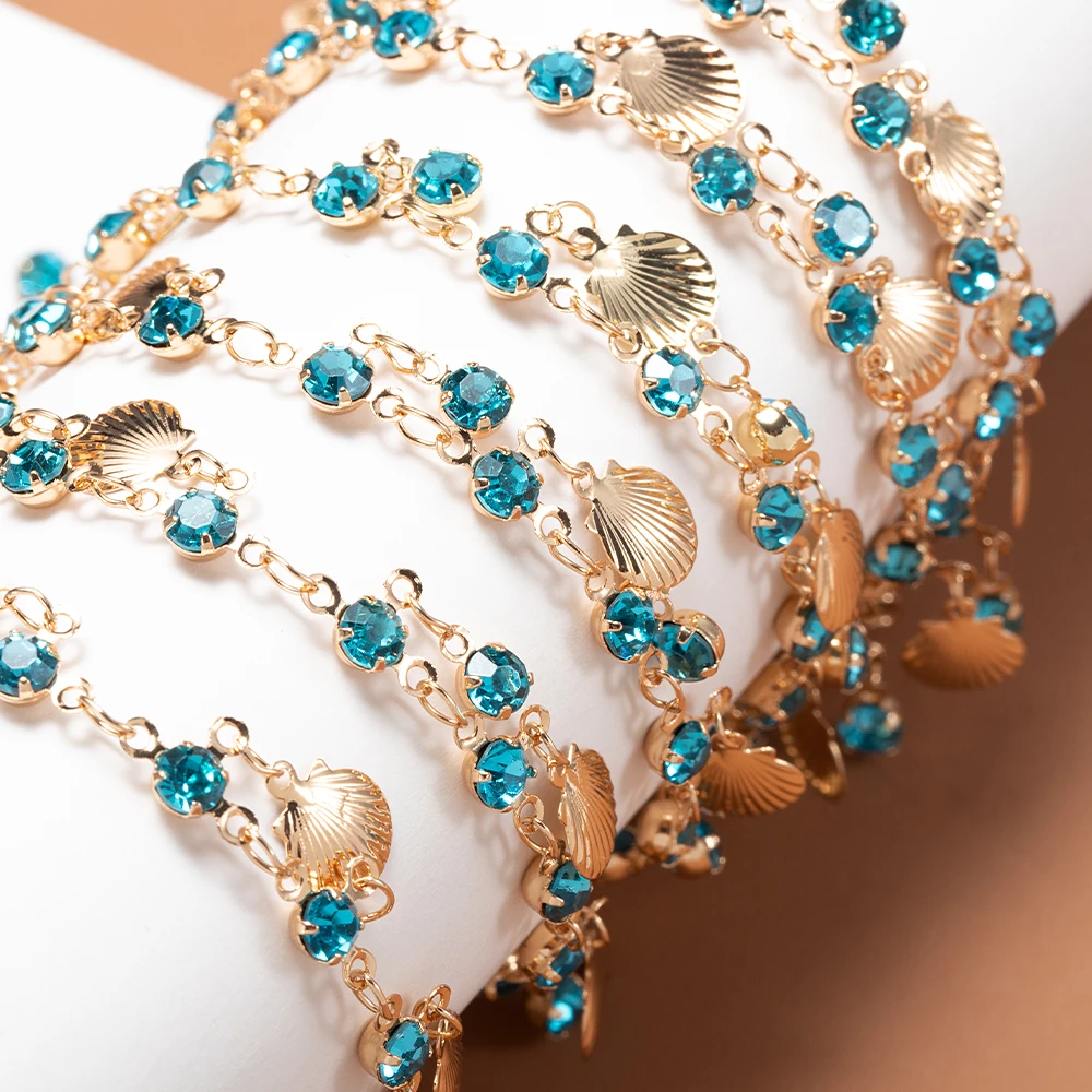 

1 метр хрустальные подвески, медная цепочка в форме ракушки, подвески, цепочки для ожерелья, браслета, принадлежности для самостоятельного изготовления ювелирных изделий