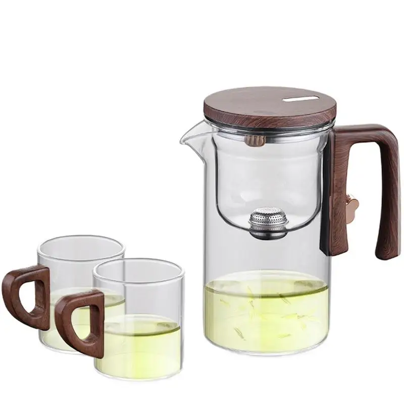 Glass Tea Pot Kettle Infuser 520ML/720ML Teapot Water Separation Inner Magnet One Click Magnetic Tea Filtration Cup Set