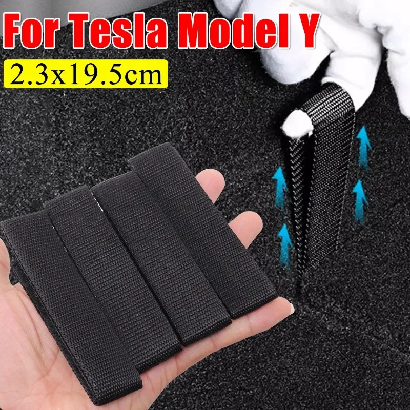 For Tesla Model Y Boot Lid latch Ropes Car Rear Luggage Black High Strength Nylon Pull Rope Automotive Interior Accessories