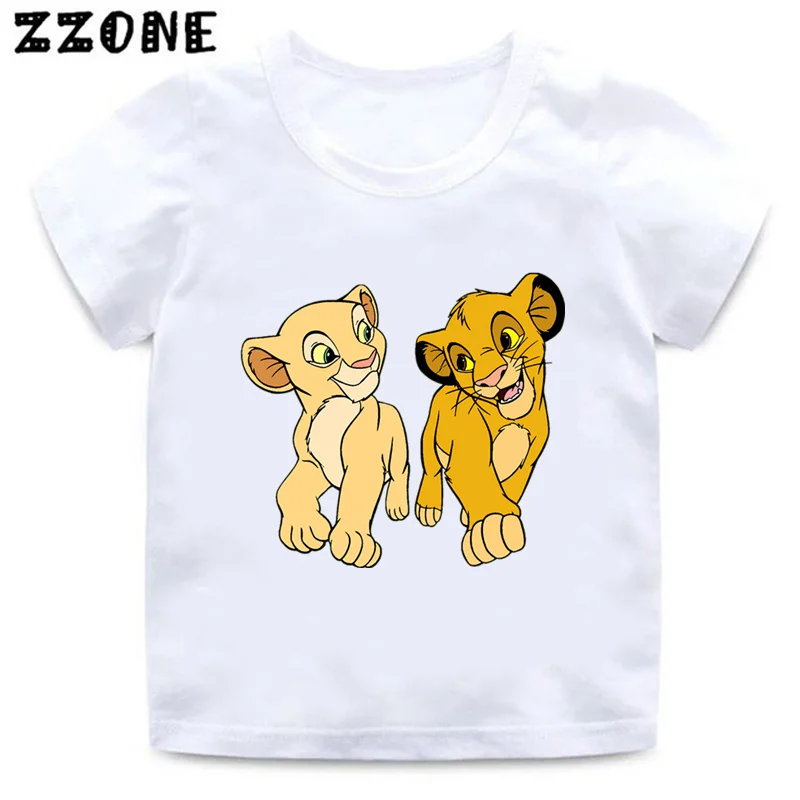 Gran oferta, camisetas con estampado de dibujos animados del Rey León Simba y Nala Mufasa para niños, ropa para niñas, camiseta para bebés, camisetas de verano para niños, ooo5862