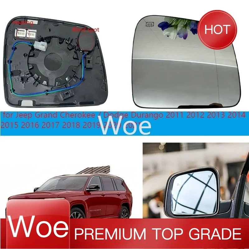 Woe Left Side blind spot Mirror Glass for Jeep Grand Cherokee / Dodge Durango 2011 2012 2013 2014 2015 2016 2017 2018 2019 2020