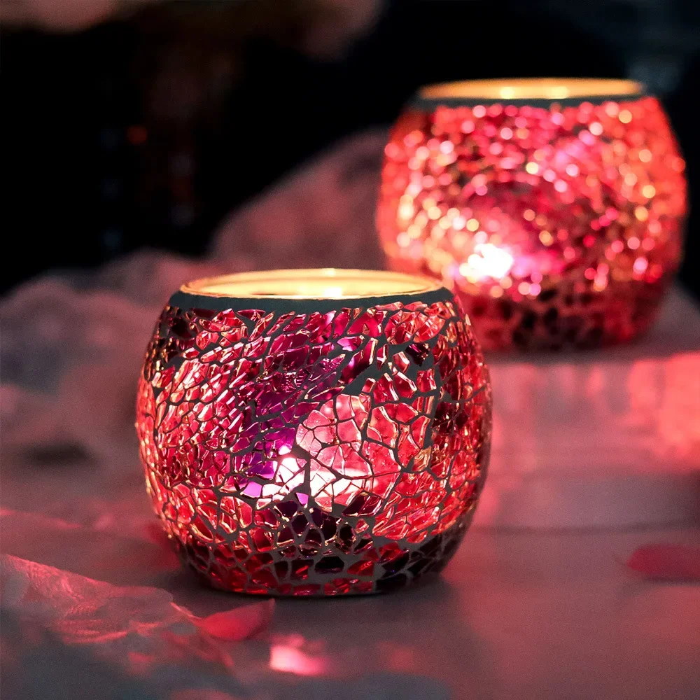 Color Snowflake Mosaic Moroccan Glass Votive Candle Holder Light Tea Wishing Candlestick Home Decor Wedding Party Candelabra