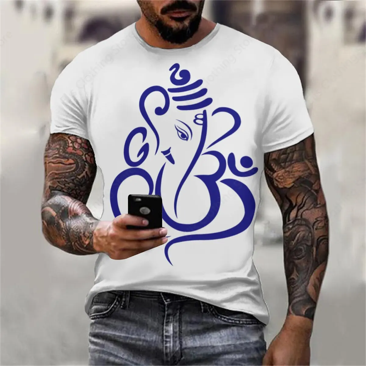 Ganesha Symbol in Artistic Style T-shirts men women casual t-shirts unisex streetwear