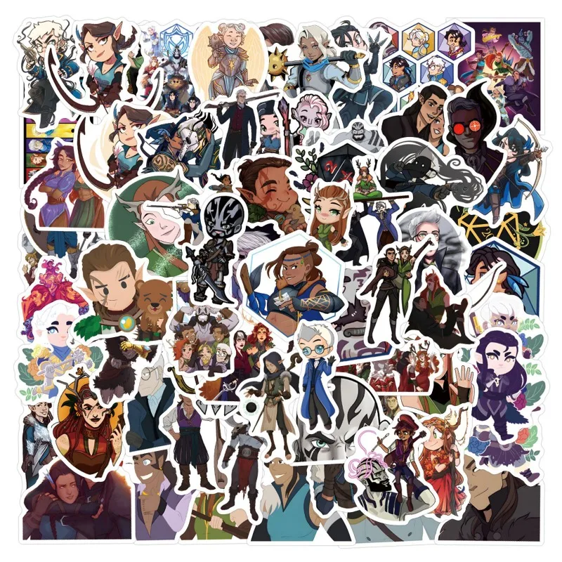 55pcs Cartoon The Legend of Vox Machina Sticker Luggage Water Cup Stationery Mobile Phone Laptop Refrigerator Decoration Sticker