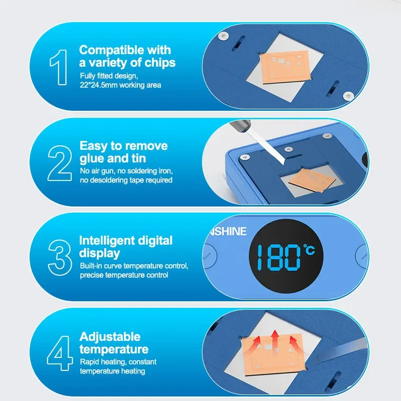 SUNSHINE SS-T12C Чип для удаления клея с подогревом Интеллектуальный цифровой дисплей Быстрый нагрев Совместимость с различными чипами