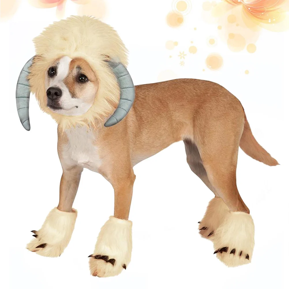 

Pet Hat Sheep Head Cosplay Accessory Realistic Modeling Comfortable Breathable for Carnivals S White Pet Hat Dog Headgear