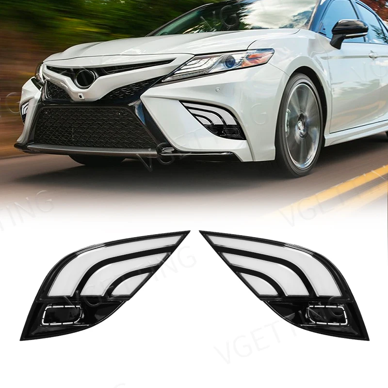 Led Daytime Running Light For Toyota Camry 2018 2019 2020 Tricolor High Bright Front Bumper Auto Driving Fog Lamps Accessories