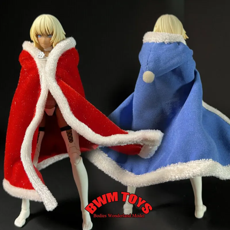 In Stock 1/12 Mobile Suit Girl Plush Hooded Long Cloak Model Clothes Cape For 6'' Female Soldier Snail shell Action Figure Doll