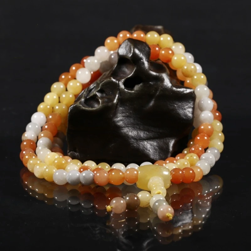 

Natural Gold Silk Jade Hand Carved Three Ring Bracelet Fashion Boutique Jewelry Men's and Women's Color Bracelet Gift Accessorie